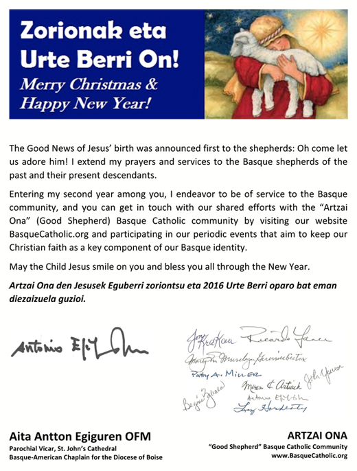 Artzai Ona Christmas Greeting